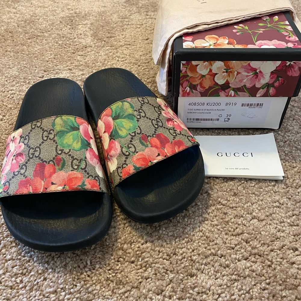 Authentic Gucci Blooms Supreme Slides